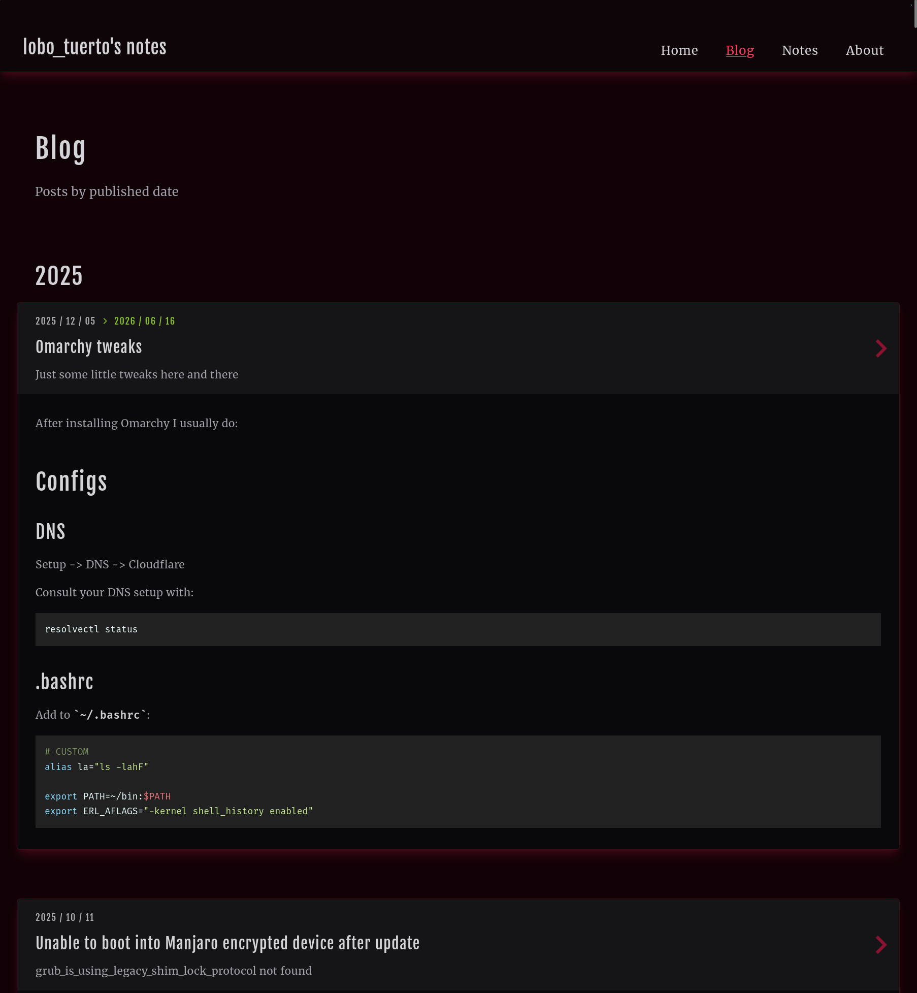 Previous site blog page