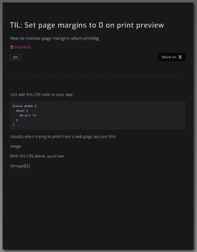 Print preview with page margins removed